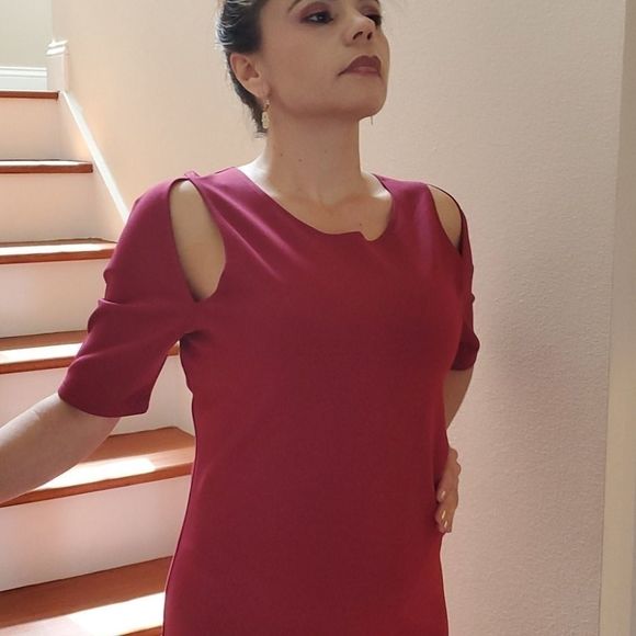 NWOT Burgundy Body Con Cut Out Dress - Picture 4 of 8